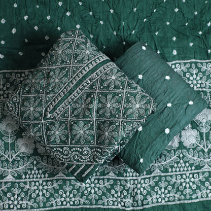 3pc Kutch Bandhani Tie-Dye Satin Cotton Suit Material Set 256