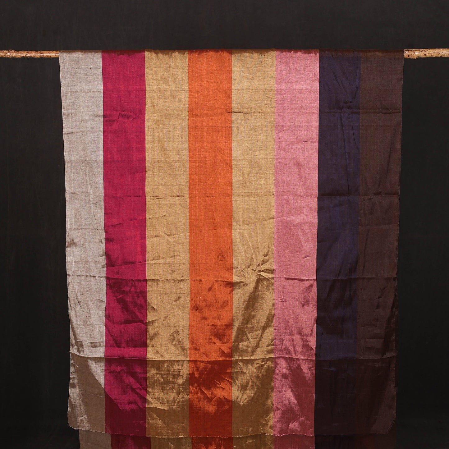Handloom Full Tissue Silver Zari Stripes Chanderi Silk Fabric 21