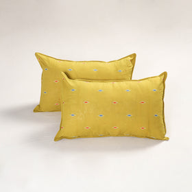 Yellow - jacquard pillow covers (set of 2) 66 - handcrafted