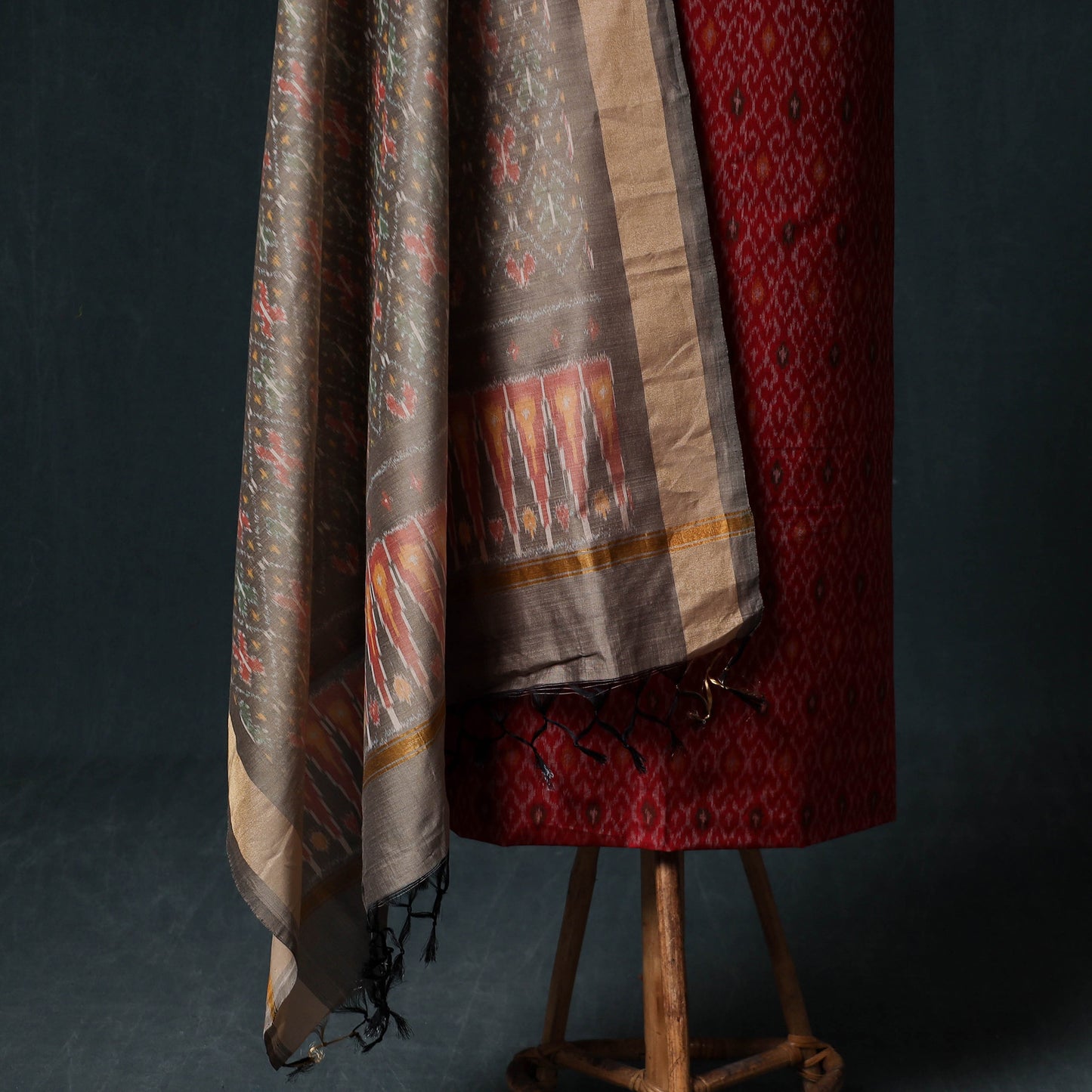 Pochampally Ikat Handwoven Sico 2pc Unstitched Dress Material Kurta Set 39