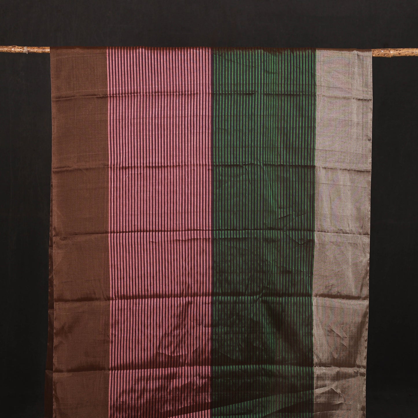 Handloom Full Tissue Silver Zari Stripes Chanderi Silk Fabric 24