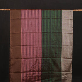 Handloom Full Tissue Silver Zari Stripes Chanderi Silk Fabric 24