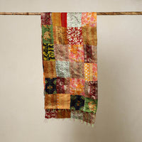 Multicolor * Reversible Patchwork Silk Bengal Kantha Stitch Stole 48