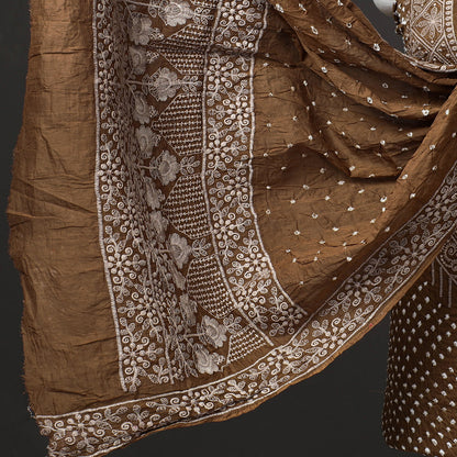 3pc Kutch Bandhani Tie-Dye Satin Cotton Suit Material Set 261