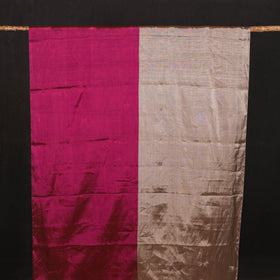 Handloom Full Tissue Silver Zari Stripes Chanderi Silk Fabric 26