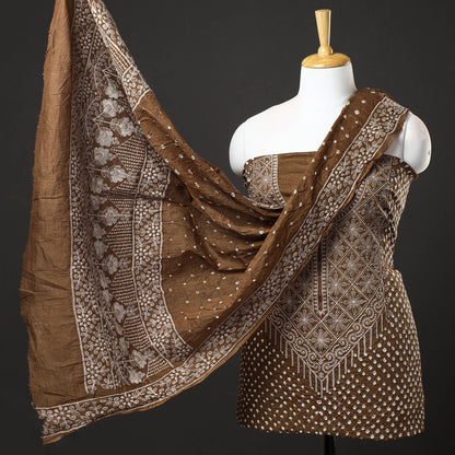 3pc Kutch Bandhani Tie-Dye Satin Cotton Suit Material Set 261