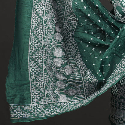 3pc Kutch Bandhani Tie-Dye Satin Cotton Suit Material Set 262