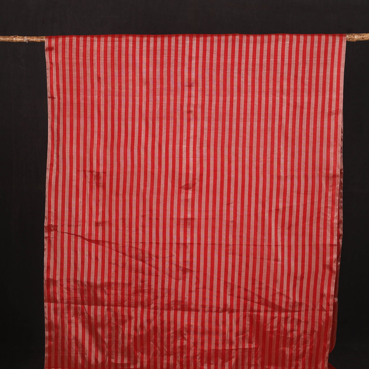 Handloom Full Tissue Silver Zari Stripes Chanderi Silk Fabric 27