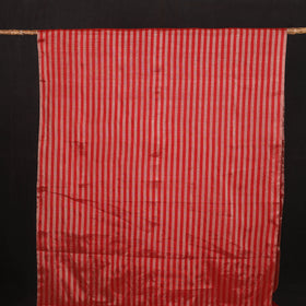 Handloom Full Tissue Silver Zari Stripes Chanderi Silk Fabric 27