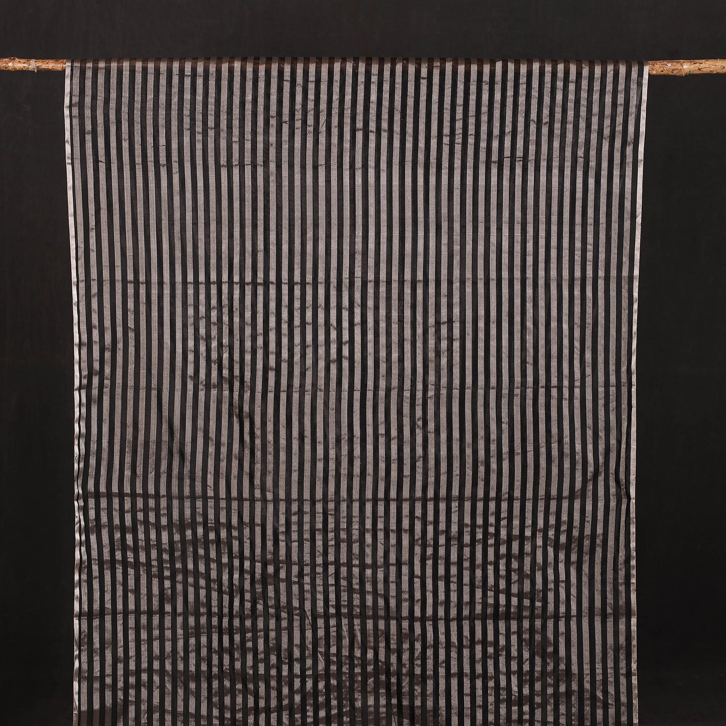 Handloom Full Tissue Silver Zari Stripes Chanderi Silk Fabric 25