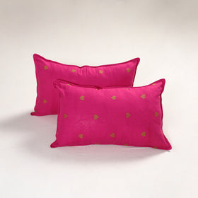 Pink - jacquard pillow covers (set of 2) 68 - handcrafted