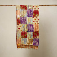 Multicolor - Reversible Patchwork Silk Bengal Kantha Stitch Stole 42