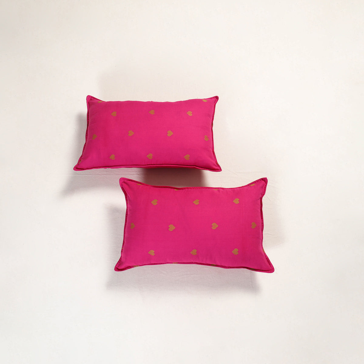 Pink - jacquard pillow covers (set of 2) 68 - handcrafted