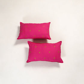 Pink - jacquard pillow covers (set of 2) 68 - handcrafted