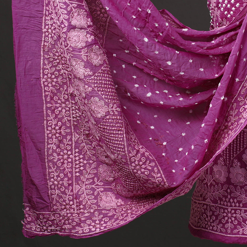 3pc Kutch Bandhani Tie-Dye Satin Cotton Suit Material Set 263