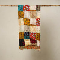 Multicolor - Reversible Patchwork Silk Bengal Kantha Stitch Stole 40