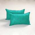 Blue - jacquard pillow covers (set of 2) 69 - handcrafted