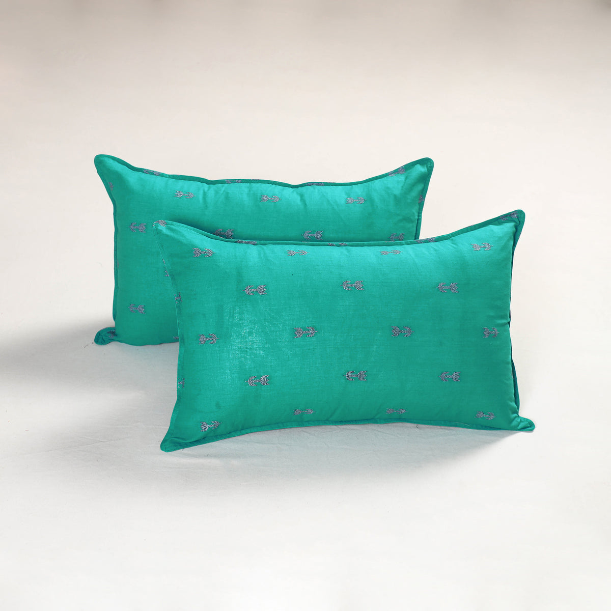 Blue - jacquard pillow covers (set of 2) 69 - handcrafted