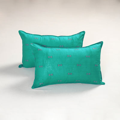 Blue - jacquard pillow covers (set of 2) 69 - handcrafted