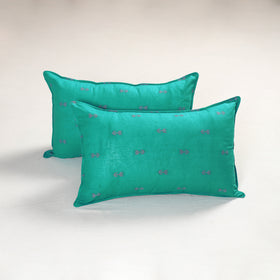 Blue - jacquard pillow covers (set of 2) 69 - handcrafted