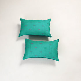 Blue - jacquard pillow covers (set of 2) 69 - handcrafted