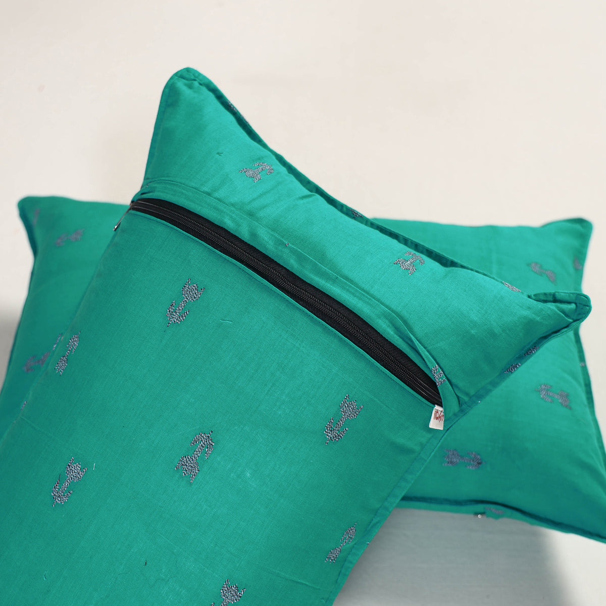 Blue - jacquard pillow covers (set of 2) 69 - handcrafted