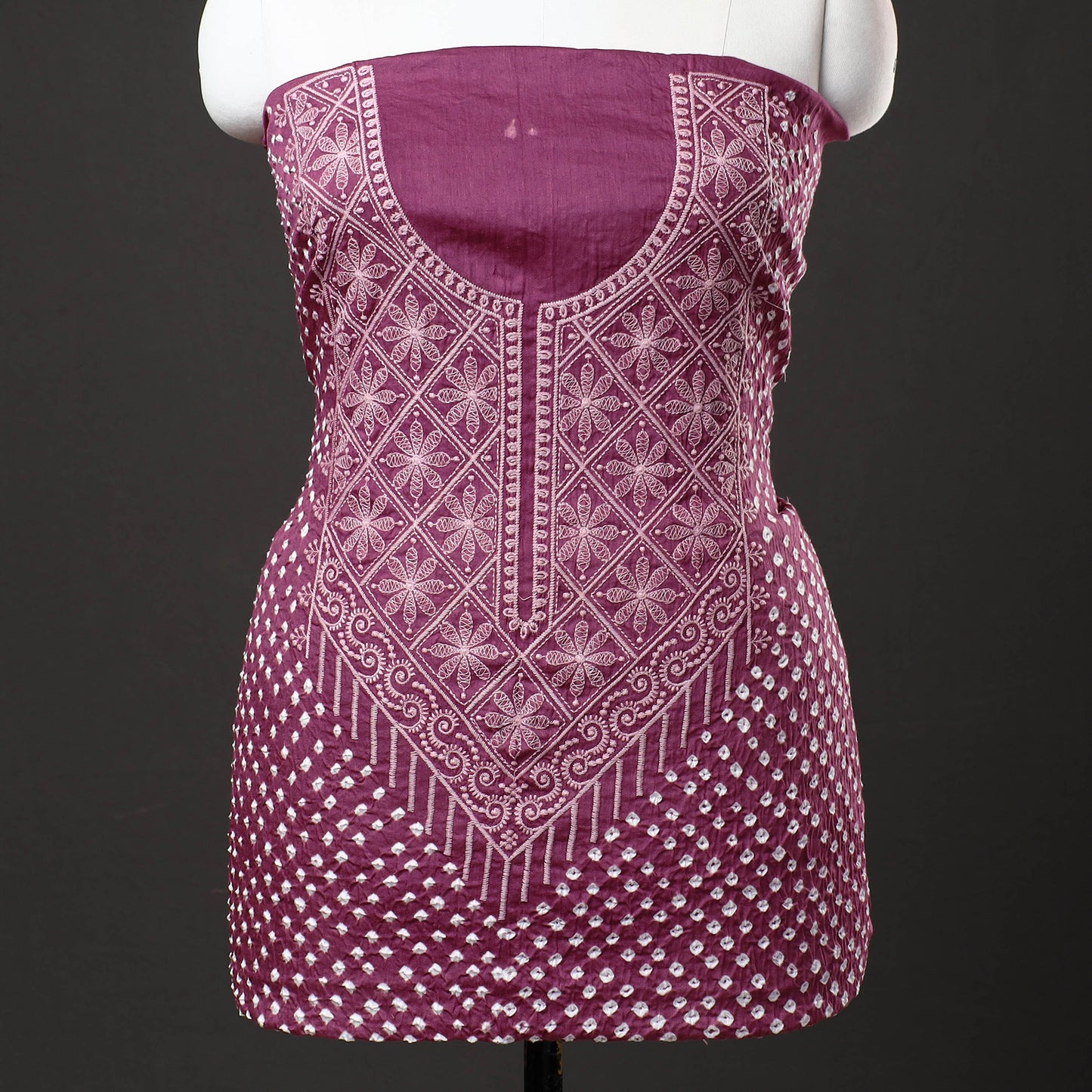3pc Kutch Bandhani Tie-Dye Satin Cotton Suit Material Set 265