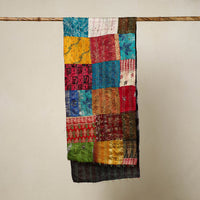 Multicolor - Reversible Patchwork Silk Bengal Kantha Stitch Stole 34