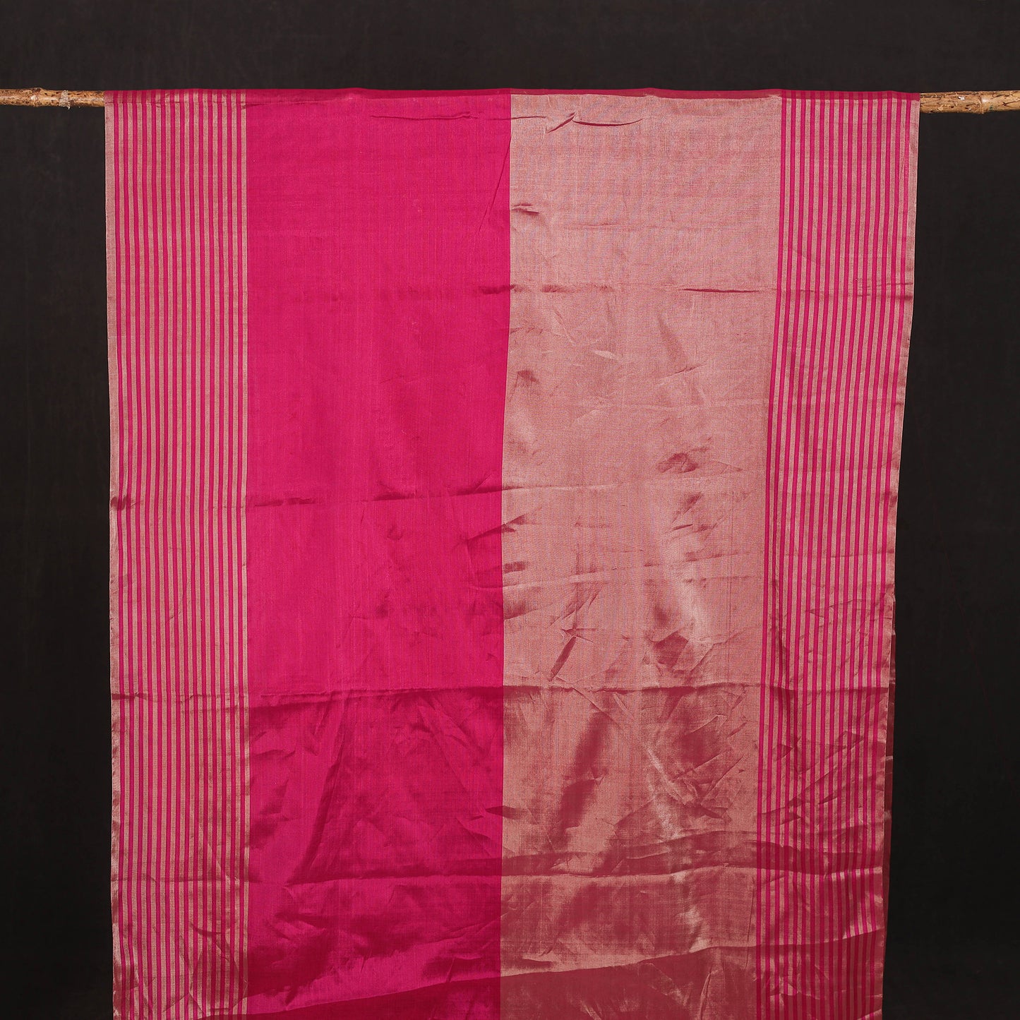 Handloom Full Tissue Silver Zari Stripes Chanderi Silk Fabric 19