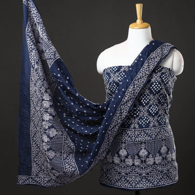 3pc Kutch Bandhani Tie-Dye Satin Cotton Suit Material Set 266