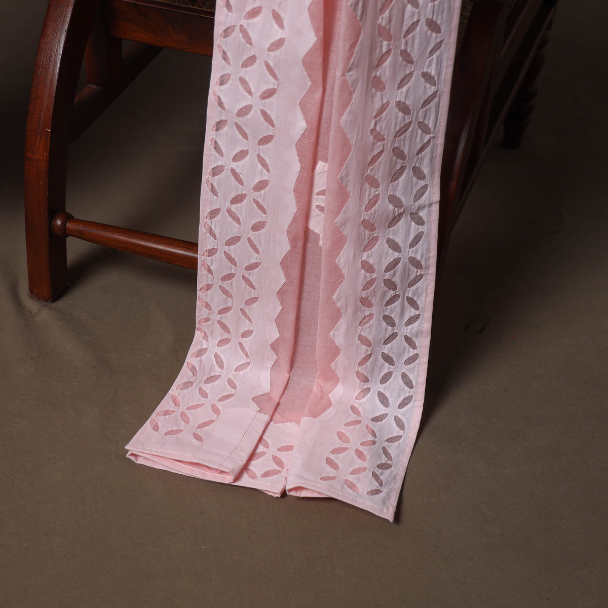 Applique Cutwork Cotton Unstitched Dress Material: Kurta, Bottom & Dupatta 01