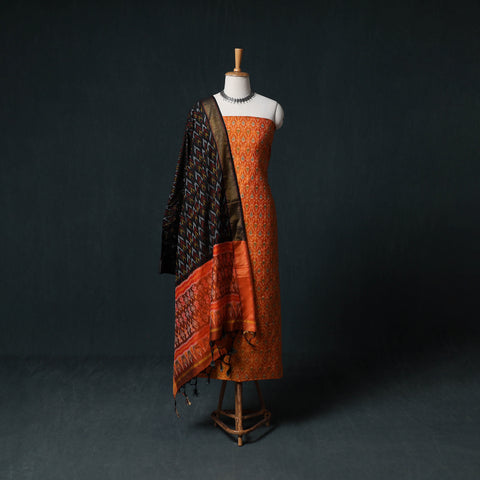 Pochampally Ikat Handwoven Sico 2pc Unstitched Dress Material Kurta Set 43