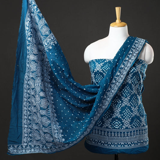 3pc Kutch Bandhani Tie-Dye Satin Cotton Suit Material Set 267
