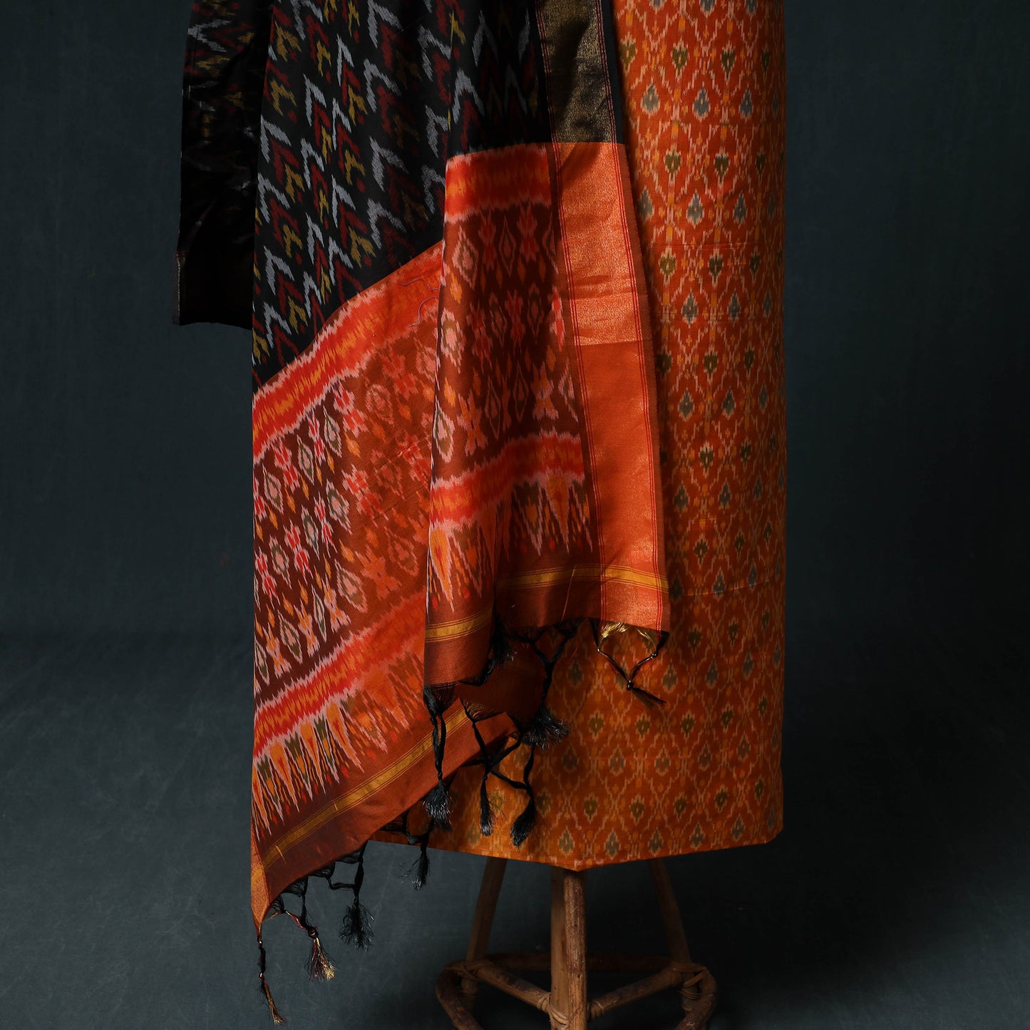 Pochampally Ikat Handwoven Sico 2pc Unstitched Dress Material Kurta Set 43