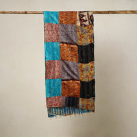 Multicolor - Reversible Patchwork Silk Bengal Kantha Stitch Stole 21