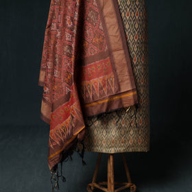 Pochampally Ikat Handwoven Sico 2pc Unstitched Dress Material Kurta Set 45