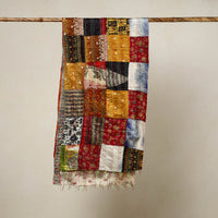 Multicolor - Reversible Patchwork Silk Bengal Kantha Stitch Stole 14