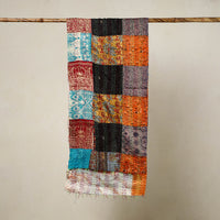 Multicolor - Reversible Patchwork Silk Bengal Kantha Stitch Stole 12