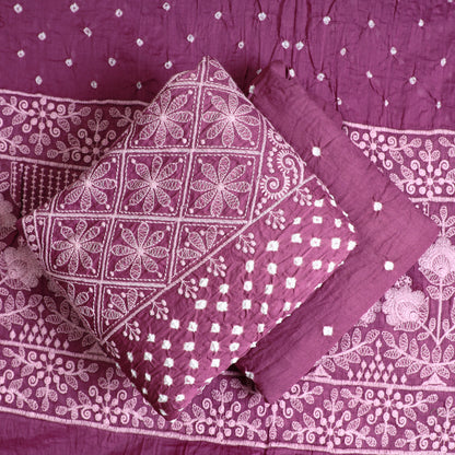 3pc Kutch Bandhani Tie-Dye Satin Cotton Suit Material Set 265
