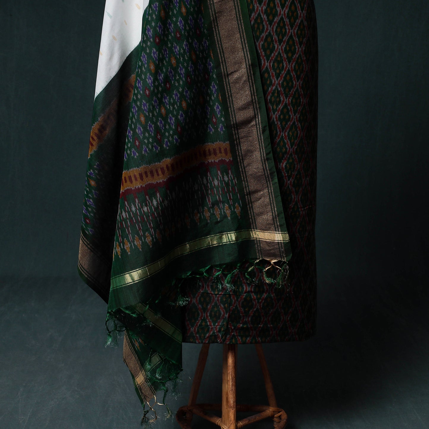 Pochampally Ikat Handwoven Sico 2pc Unstitched Dress Material Kurta Set 47