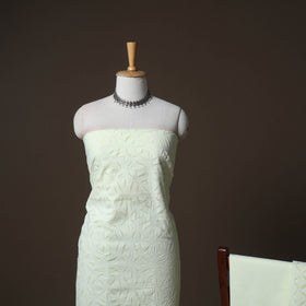 Applique Cutwork Cotton Unstitched Dress Material: Kurta, Bottom & Dupatta 04