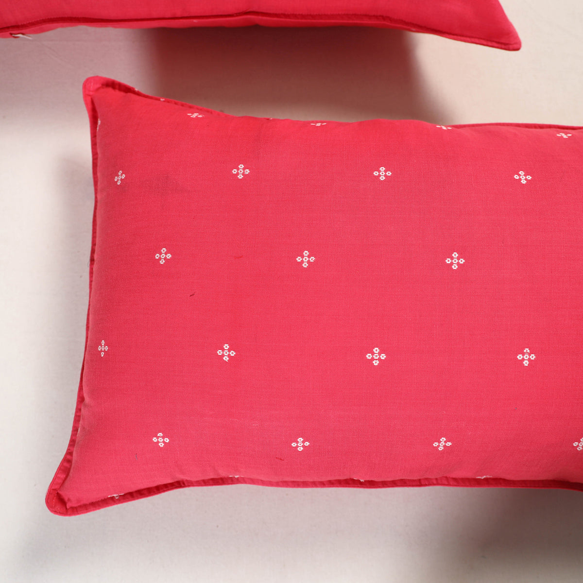 Pink - jacquard pillow covers (set of 2) 76 - handcrafted