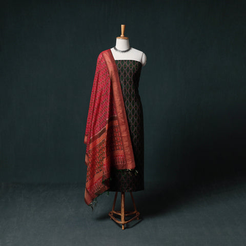 Pochampally Ikat Handwoven Sico 2pc Unstitched Dress Material Kurta Set 48