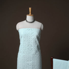 Applique Cutwork Cotton Unstitched Dress Material: Kurta, Bottom & Dupatta 05