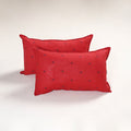 Red - jacquard pillow covers (set of 2) 77 - handcrafted
