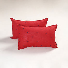 Red - jacquard pillow covers (set of 2) 77 - handcrafted
