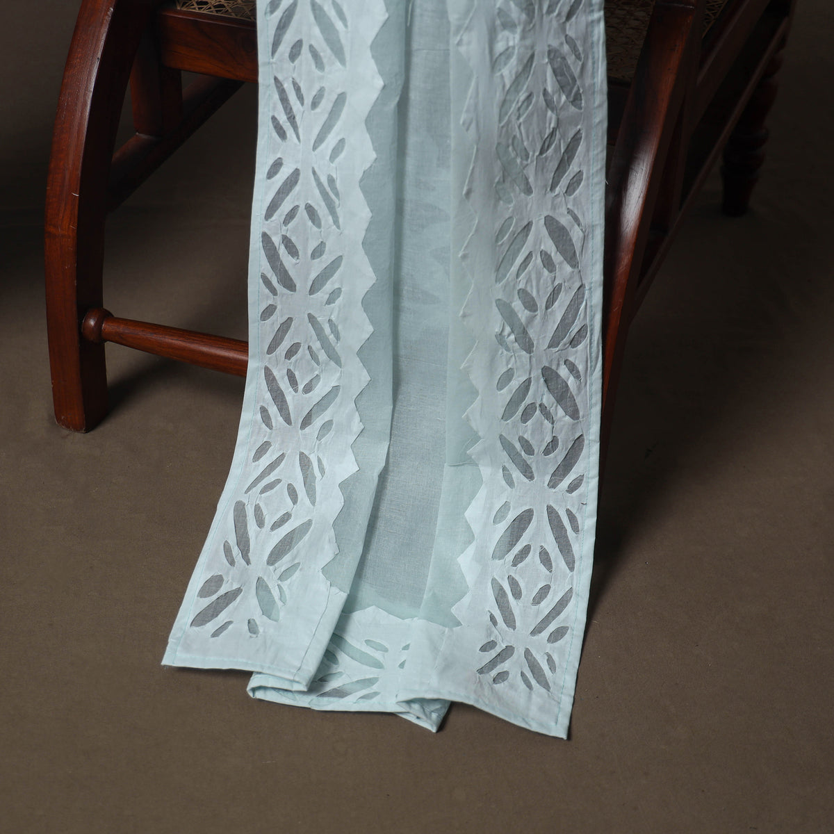 Applique Cutwork Cotton Unstitched Dress Material: Kurta, Bottom & Dupatta 05