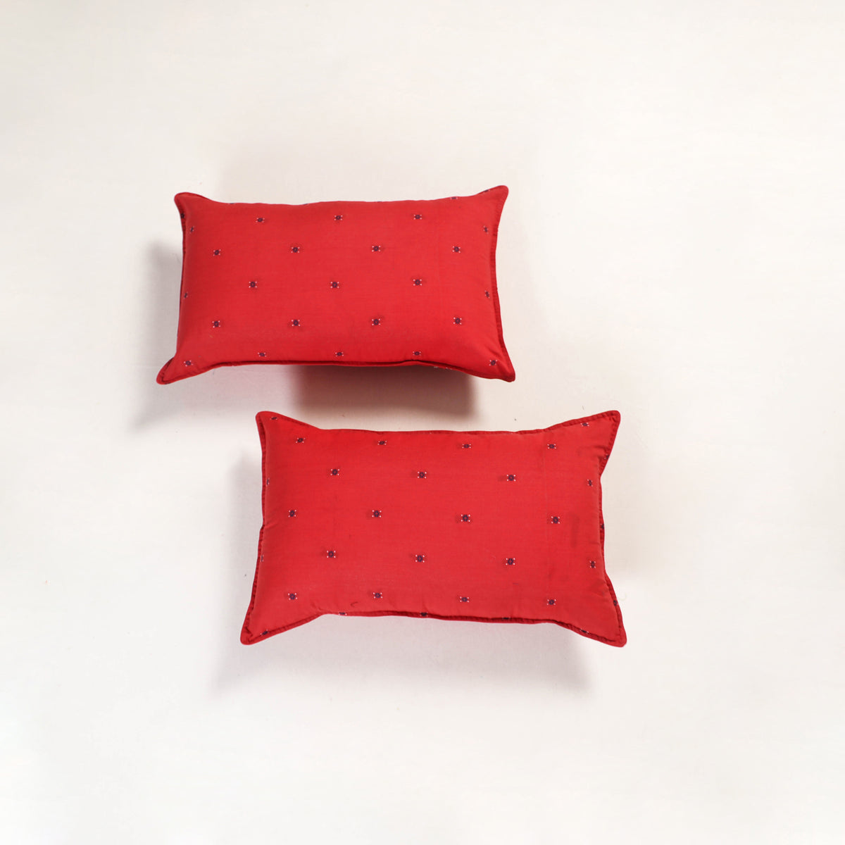 Red - jacquard pillow covers (set of 2) 77 - handcrafted