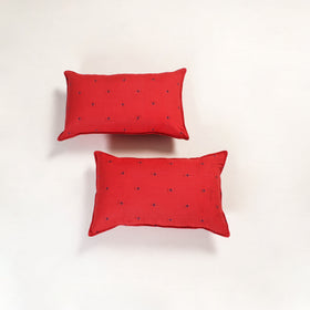 Red - jacquard pillow covers (set of 2) 77 - handcrafted