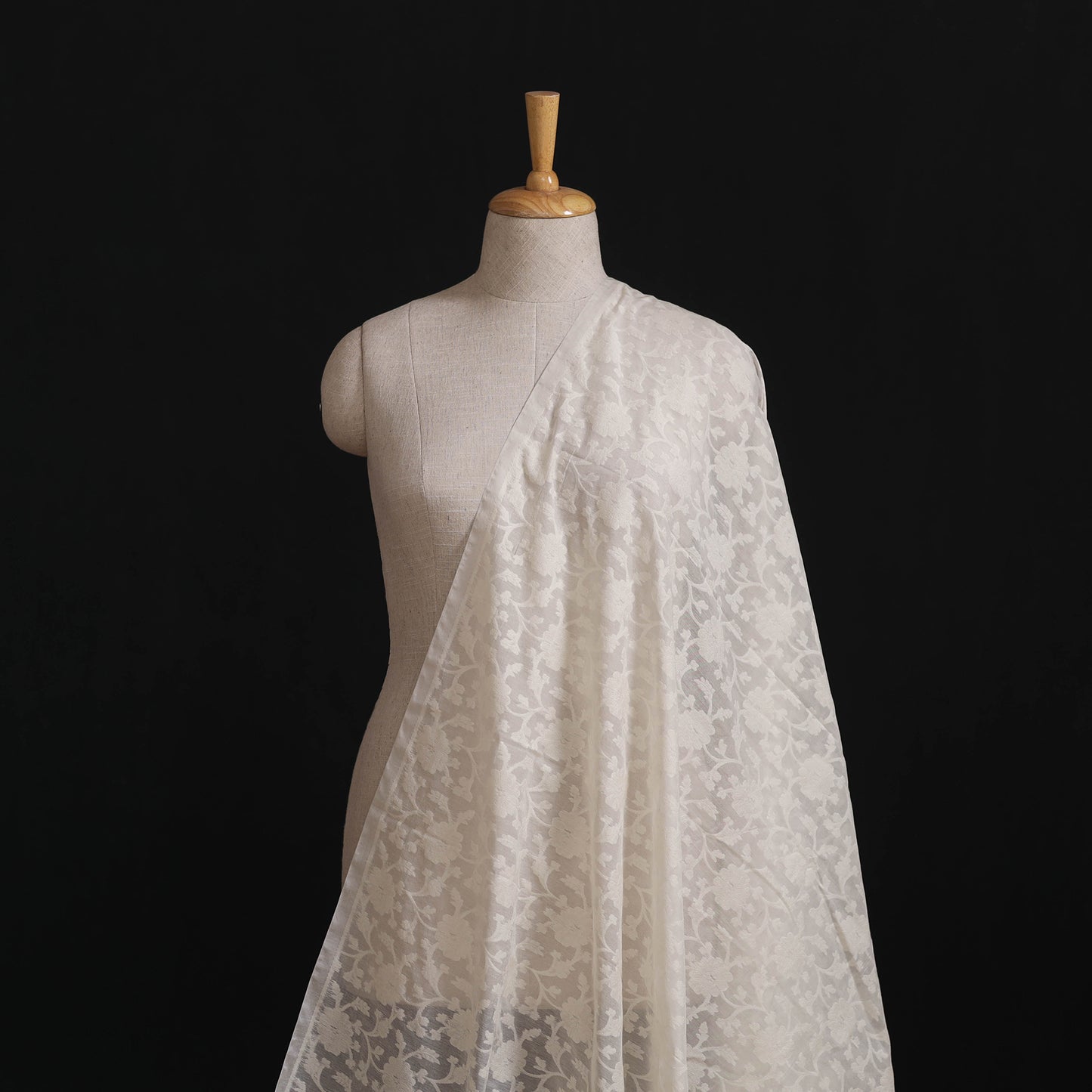 Banarasi Handwoven Cutwork Buti Cotton Fabric 01